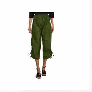 Bryn Walker Renzo Pant Green Drawstring Memory Crunch Size Small Side-ruched